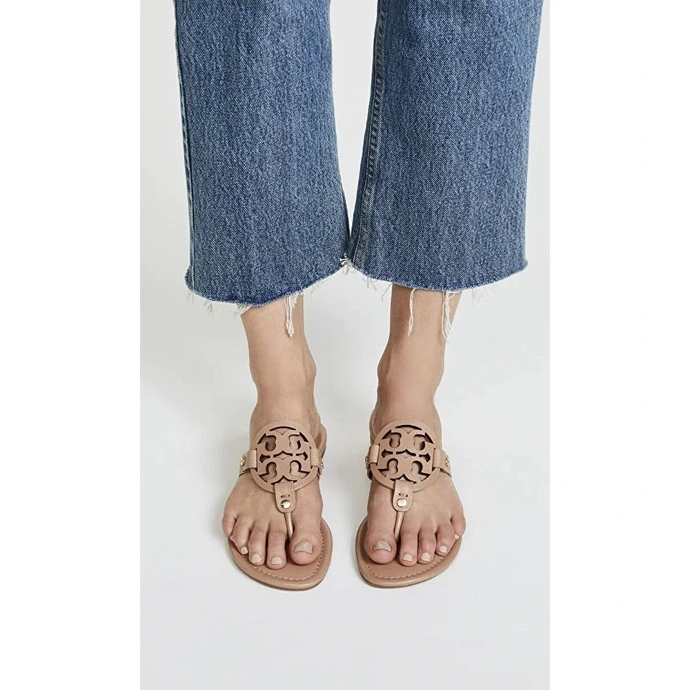 Tory Burch Women's Miller Flip Flop Leather Sandals - Makeup - Size - 7.5  .US